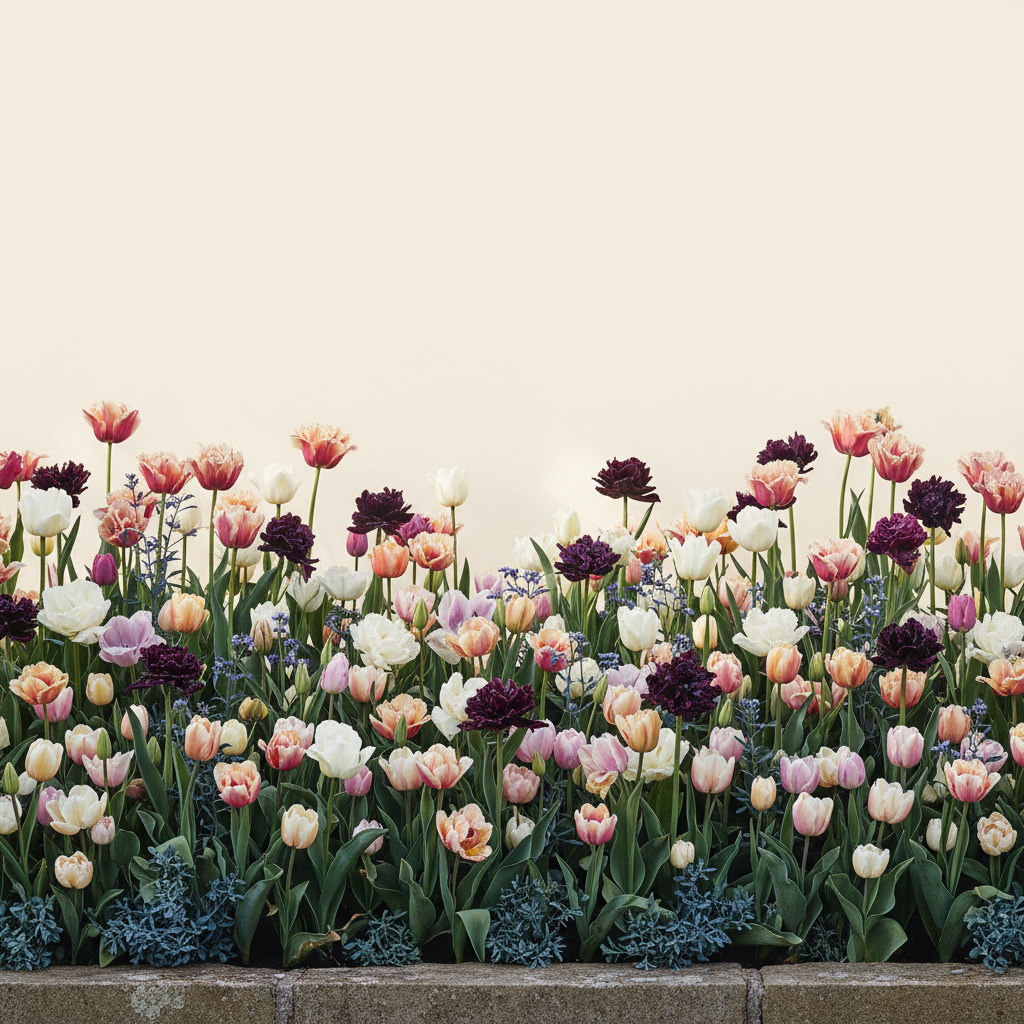 Rabatt med tulpan, pink i halvskugga – 5 m² autumnbulbs