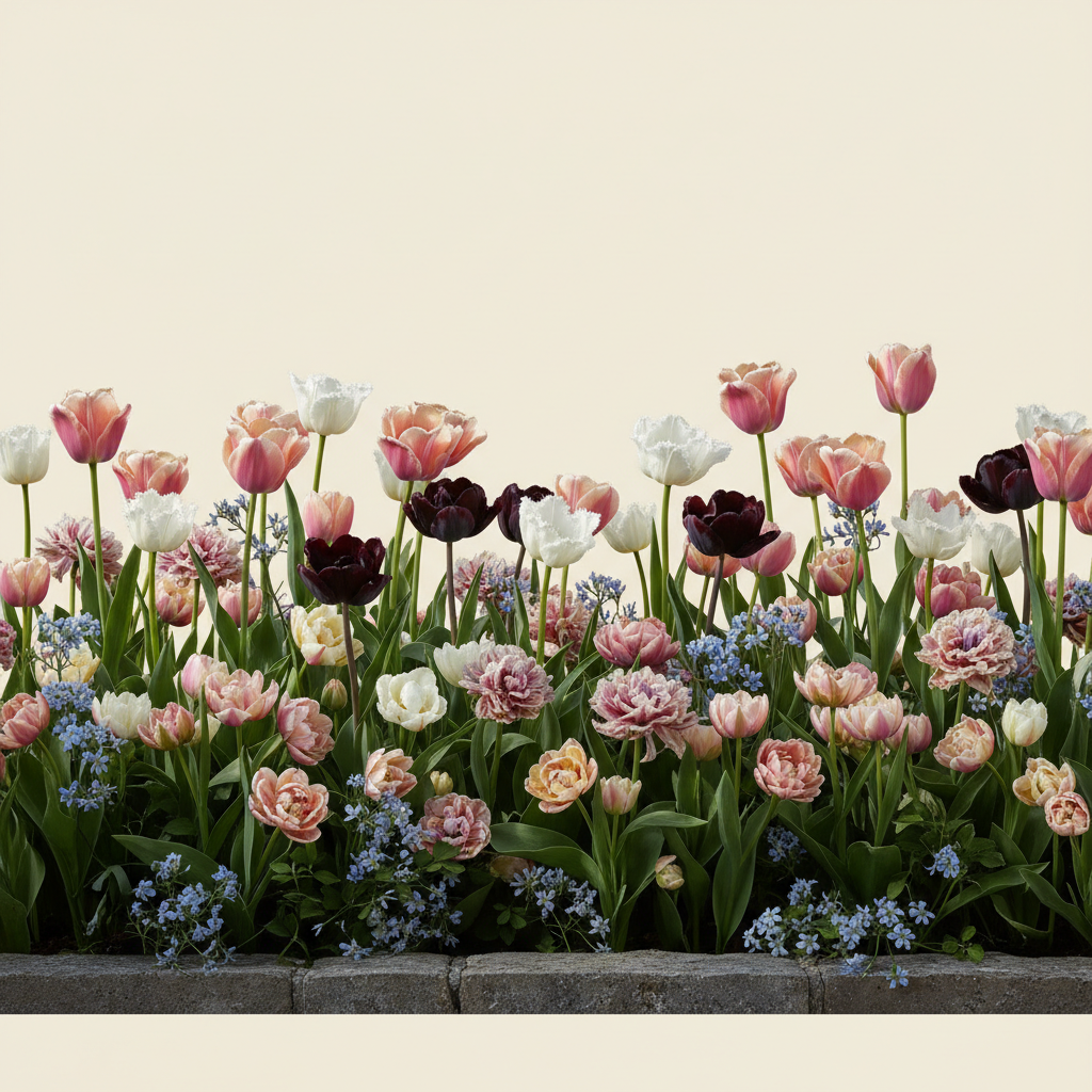 Rabatt med tulpan, pink i halvskugga – 5 m² autumnbulbs