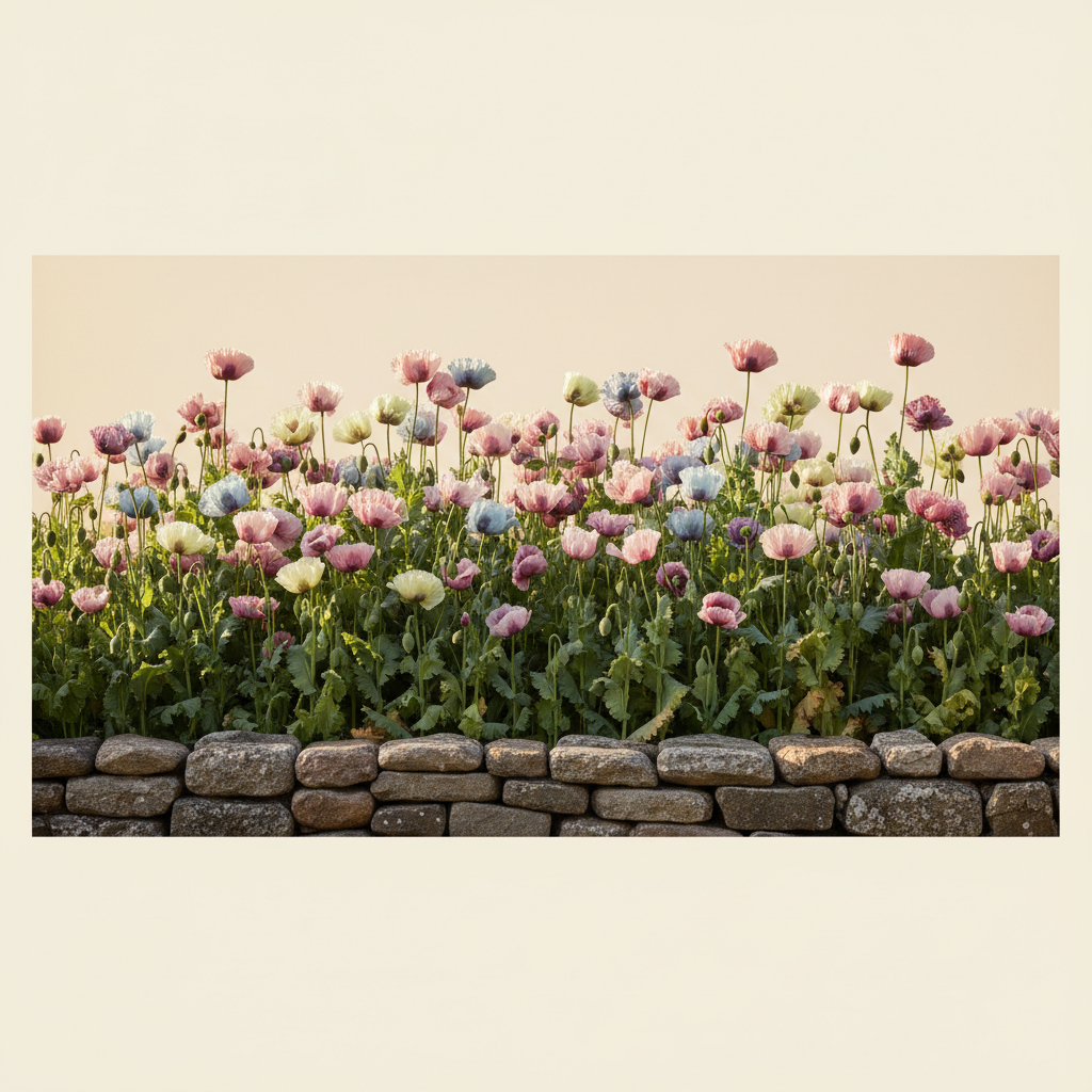 Rabatt med vallmo i full sol – 6 m² snittblomsterbädd