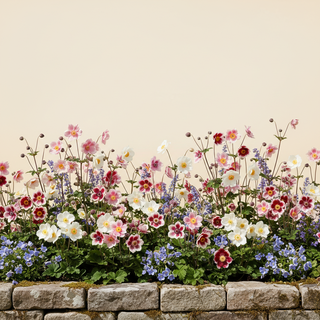 Rabatt med anemon, anemone i full sol – 3 m² perennrabatt