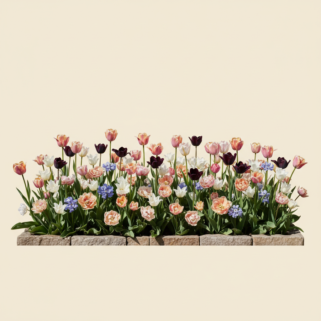 Rabatt med tulpan, pink i full sol – 5 m² autumnbulbs